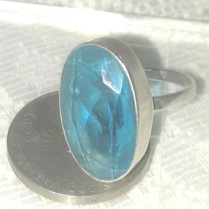 Vintage Large London Blue Topaz Ring